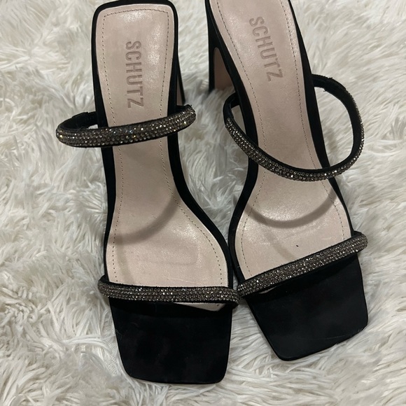 SCHUTZ Black Sandals with Silver Accents - Picture 3 of 9
